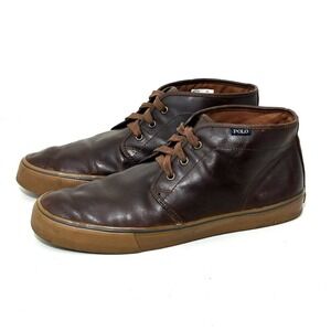 VTG Polo Ralph Lauren Mens Shoe 13D Maykn Brown Oil Leather Ankle Chukka Sneaker
